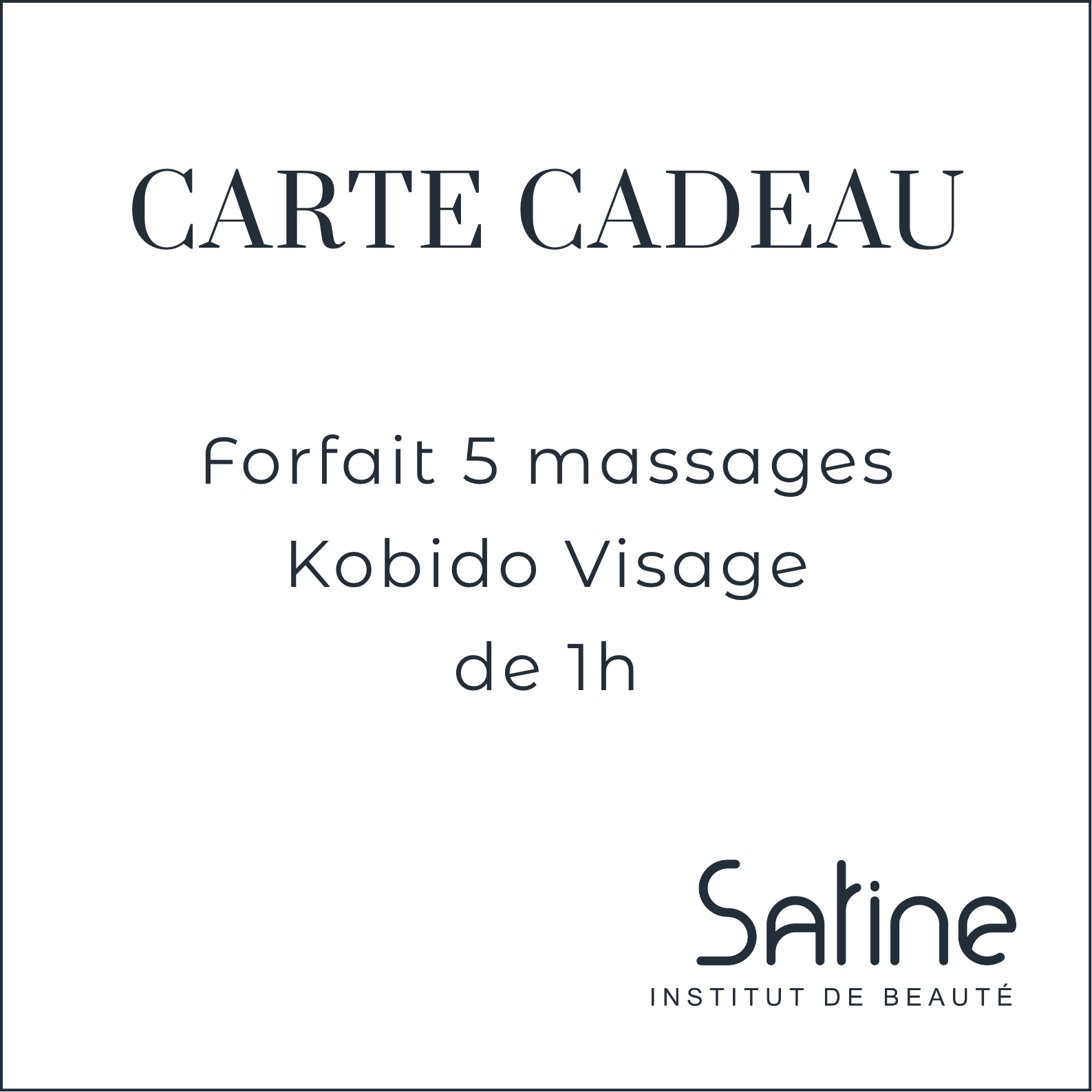 Carte Cadeau Satine Institut Forfait 5 massages Kobido Visage de 1h